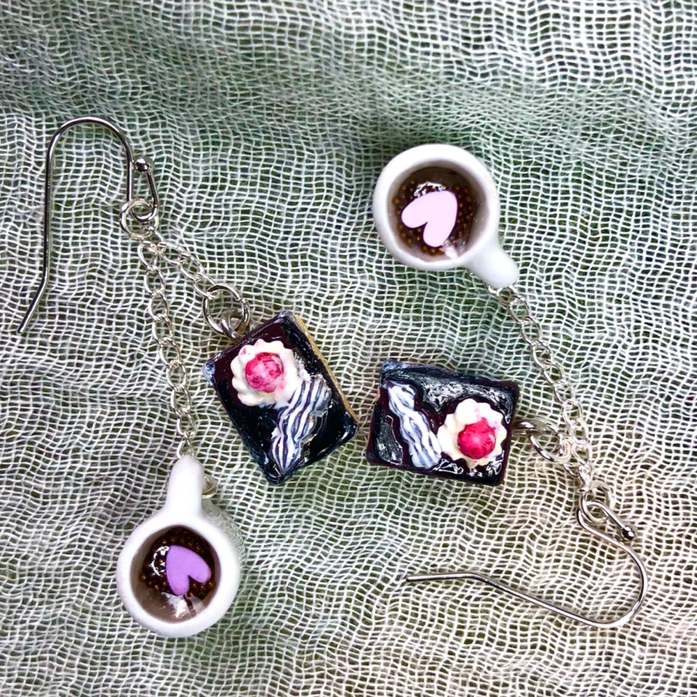 Coffee & Cake Sterling Silver Earrings